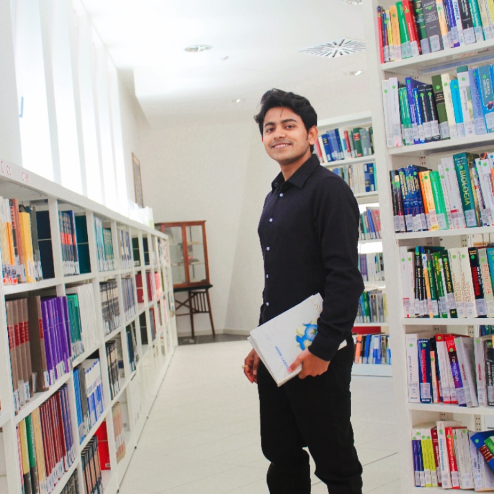 Kumar Satyam inside library at University of Bologna